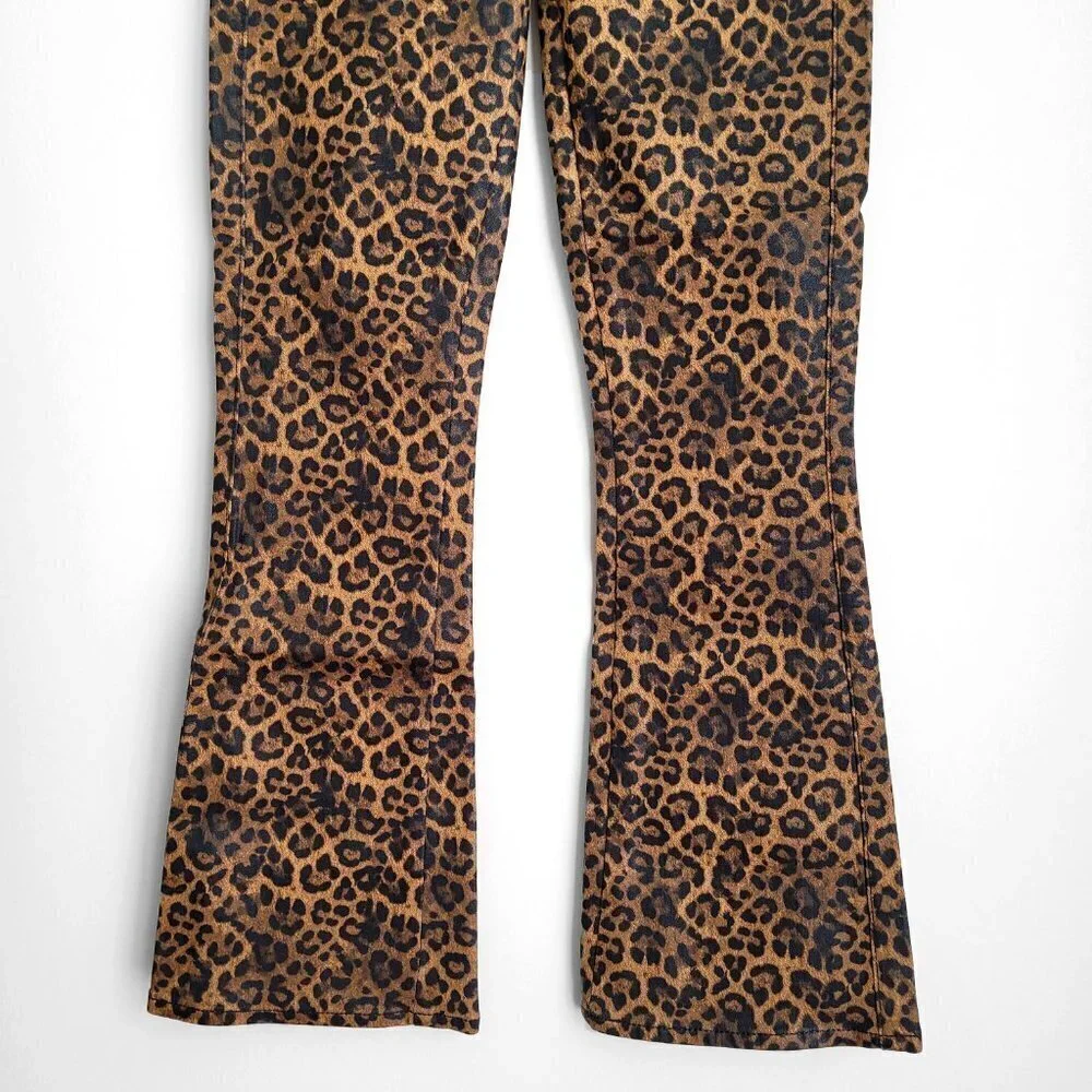 NWT 7 For All Mankind Leopard-Print High Rise Slim Fit Kick Flare Cropped Jeans - Picture 8 of 16